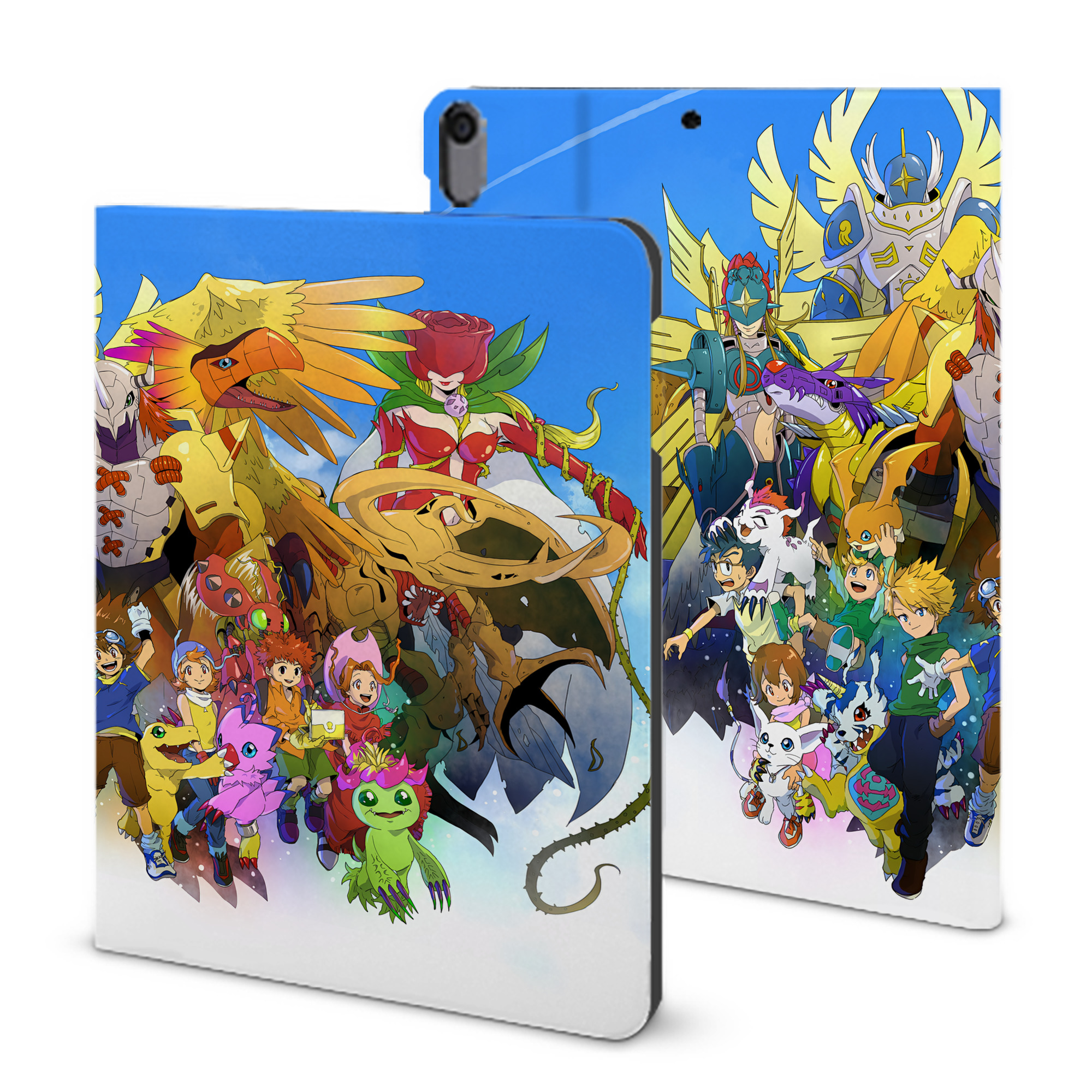 （画像用） Digimon デジタルモンスター/デジモン IPad ケース ブック型 PUレザー TPU 耐衝撃 軽量 薄型 ペン収納なし 全面保護 IPad 各モデル対応